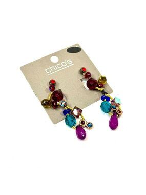 Chico’s Multicolor Beaded Gold Tone Drop Earrings | 2” | NWT